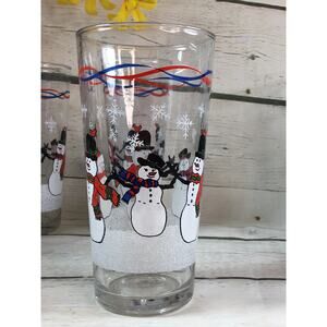 KIG Set of 4 Vintage Snowman Tea Water Drinking‎ Glasses Tumblers Barware
